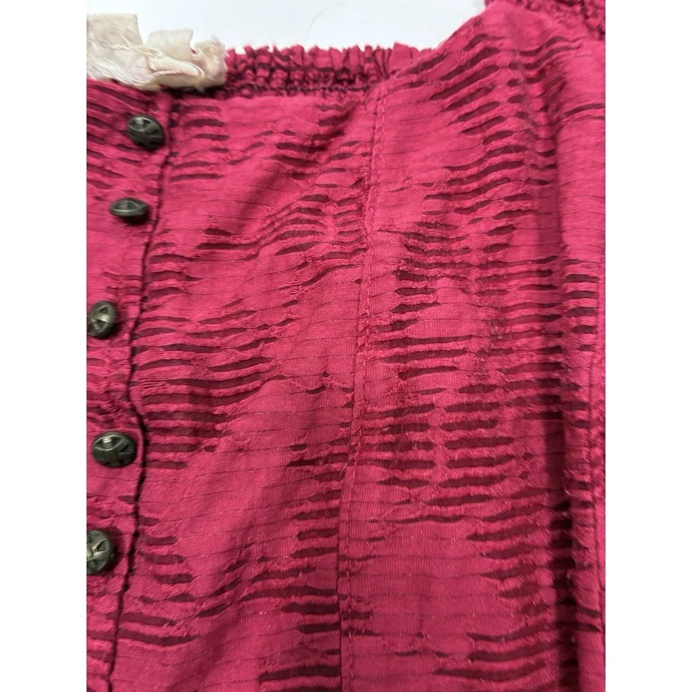 Anthropologie Women Blouse Size‎ XS Cranberry Romantic Puff Sleeve Office casual